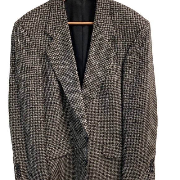 OSCAR de la Renta tan/black houndstooth men’s size 40L. - Picture 13 of 14